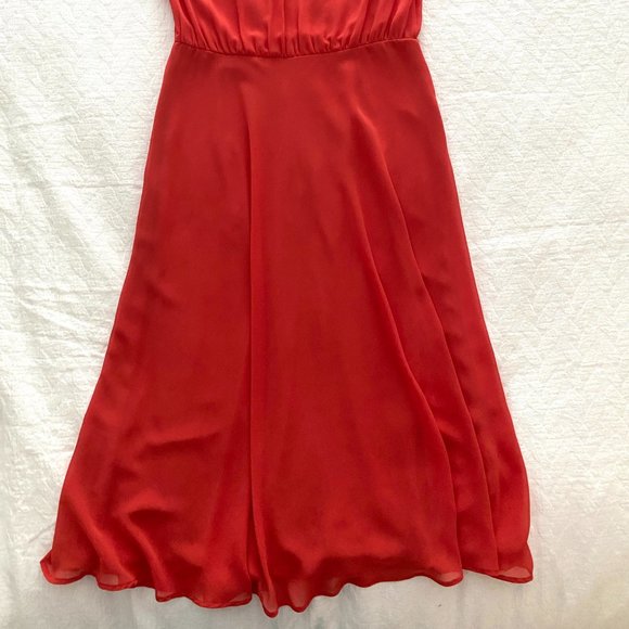 Ann Taylor Chiffon Georgette Orange Midi Dress Size 4 - Picture 7 of 16